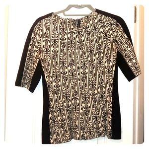 Black and white patterned knit Walter Baker blouse